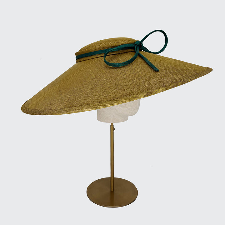 Bronze and green shallow crown downbrim with skinny bow