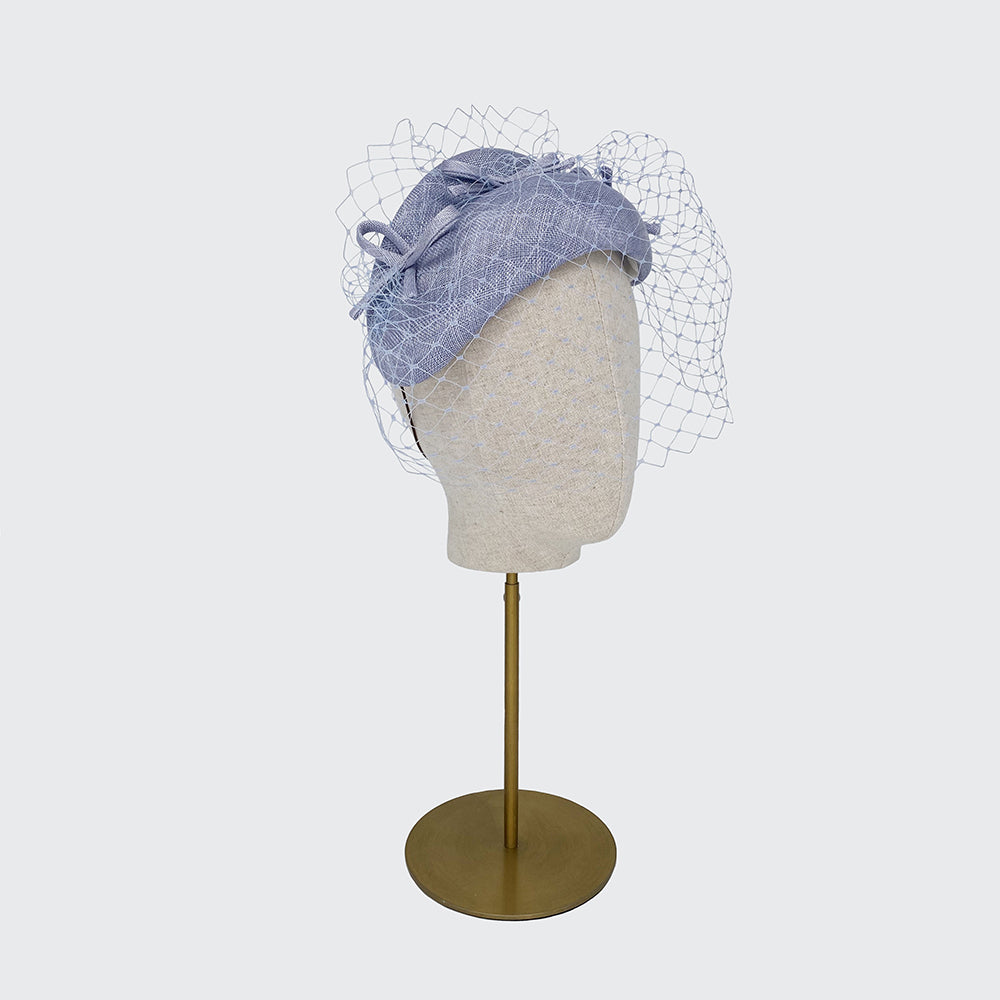 Pale blue Serena with veiling and mini bows