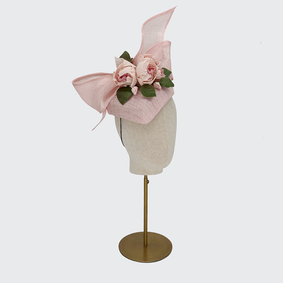 Pale pink heart pillbox with silk roses and bow