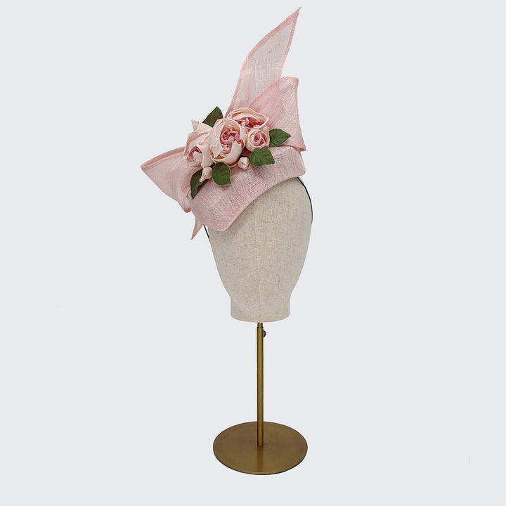 Pale pink heart pillbox with silk roses and bow