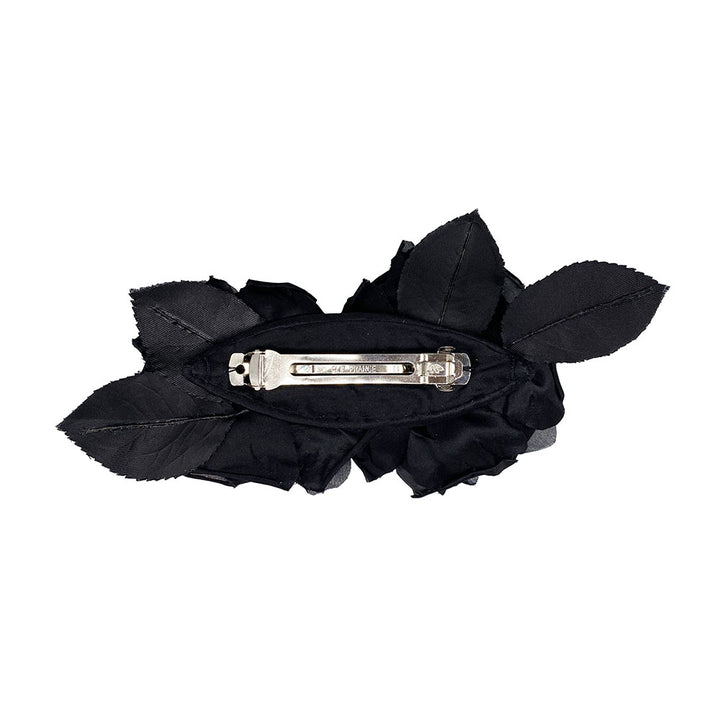 Black silk flower hair clip