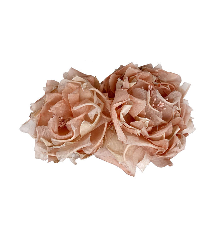 Peach silk flower hair clip