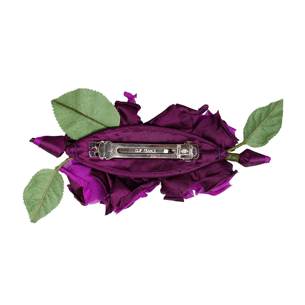 Purple silk flower hair clip