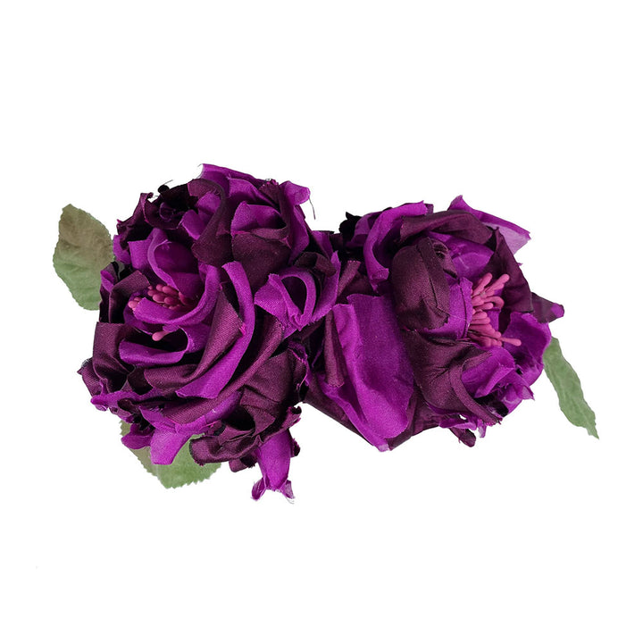 Purple silk flower hair clip