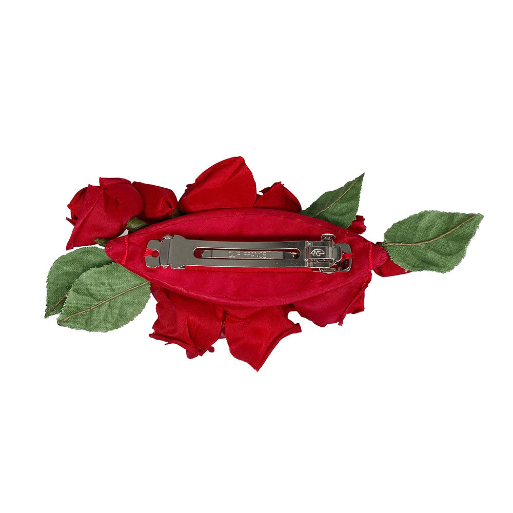 Red silk flower hair clip