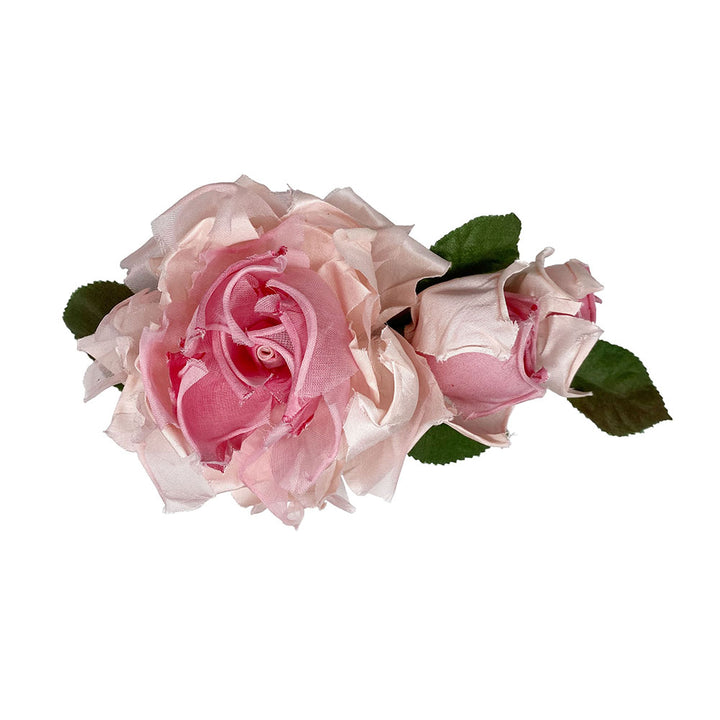 Soft pink silk flower hair clip