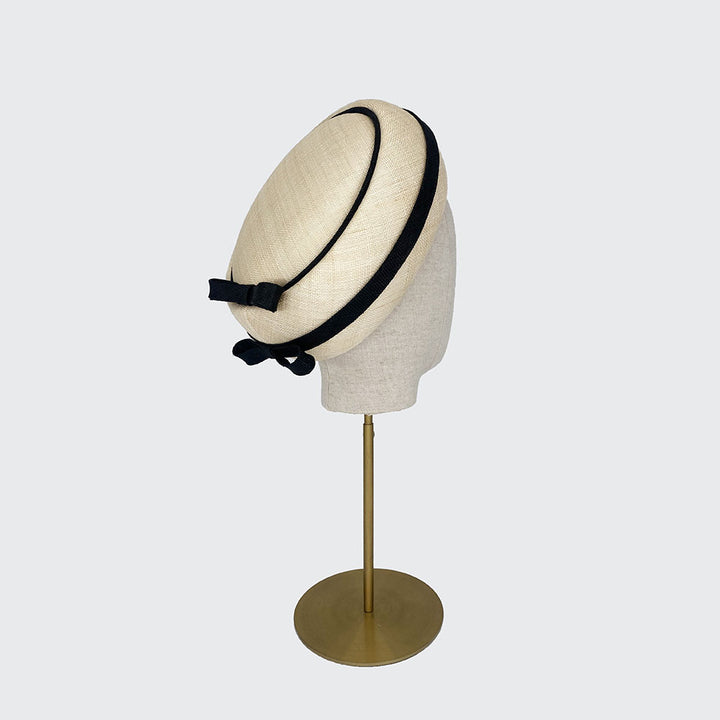 Fine straw Jackie O pillbox with mini bows