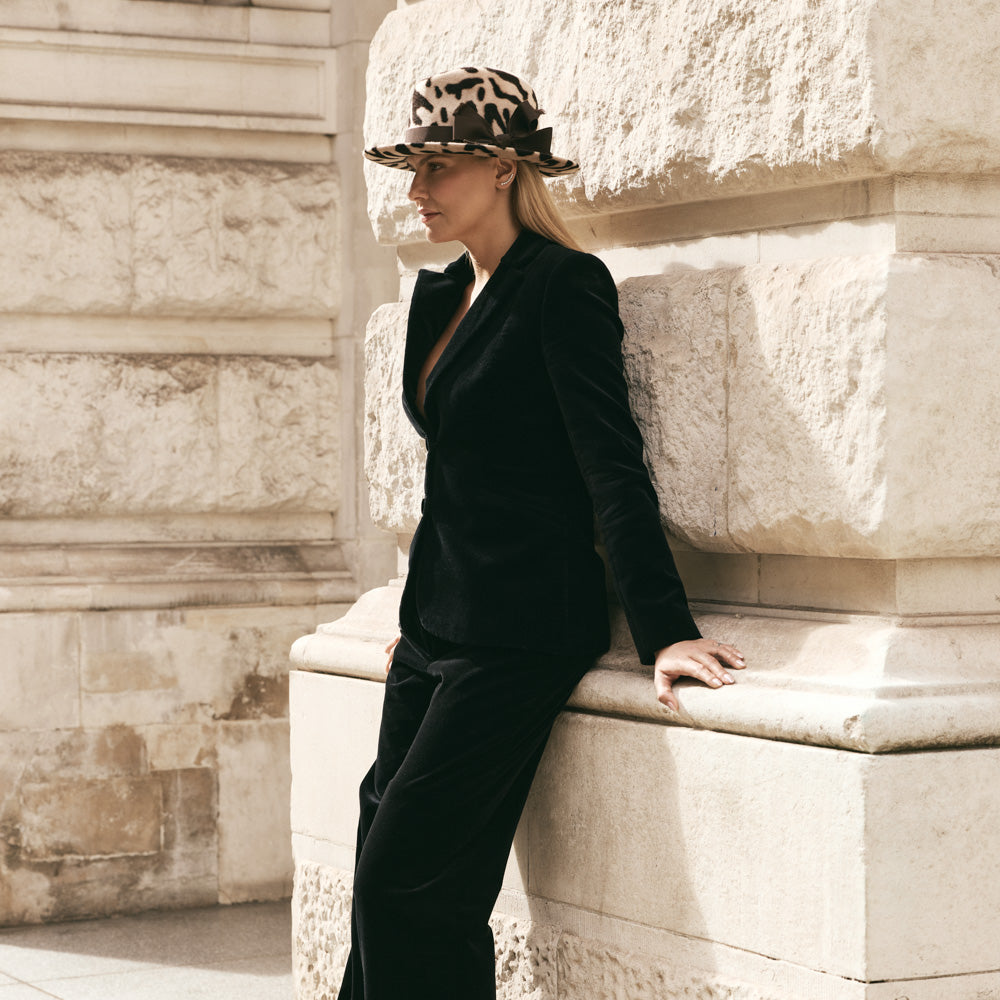 Velour felt Homburg with grosgrain bow
