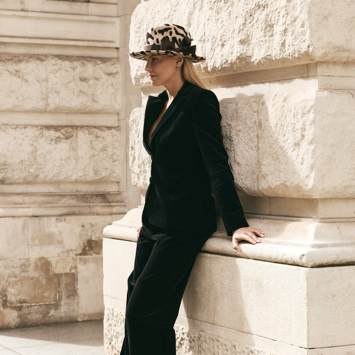 Velour felt Homburg with grosgrain bow