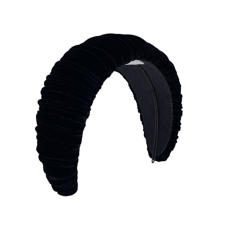Black pleated velvet headband