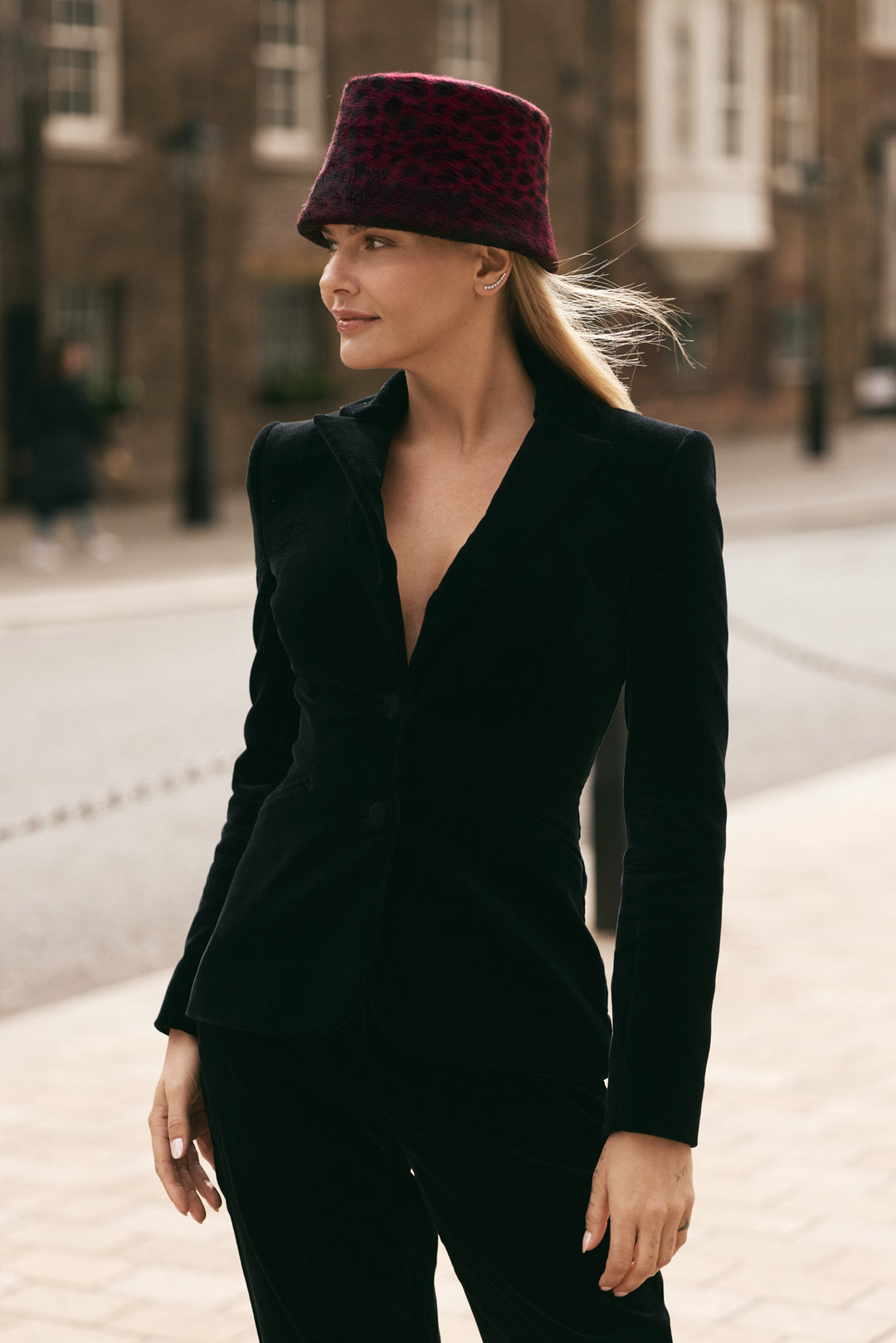 Rachel Trevor-Morgan_Millinery_London_Leopard velour felt bucket hat_R25W24.jpg