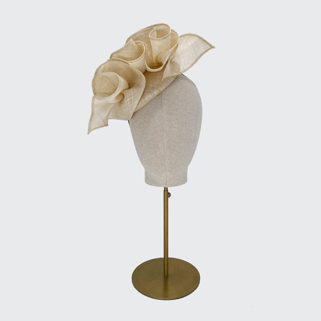 Fine straw ruffle pillbox