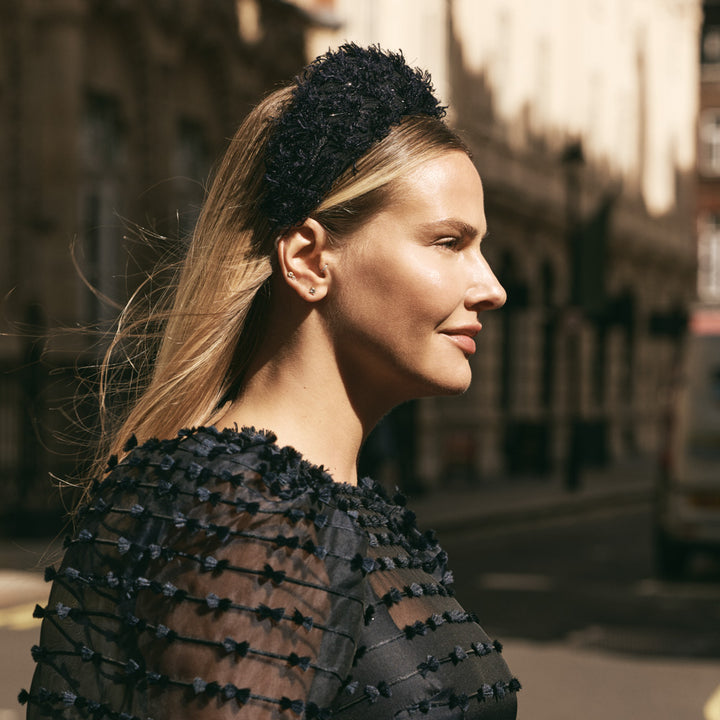 Navy silk lurex headband