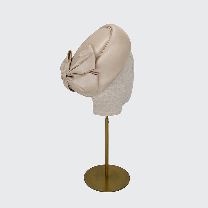Silk Jackie O pillbox with double bow