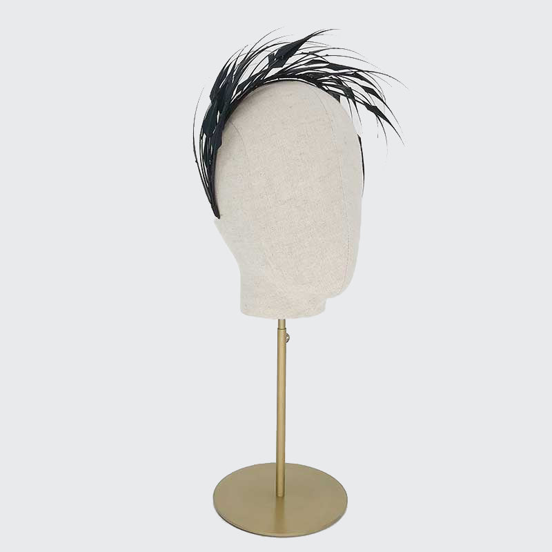 Black diamond-cut feather headband with crystals