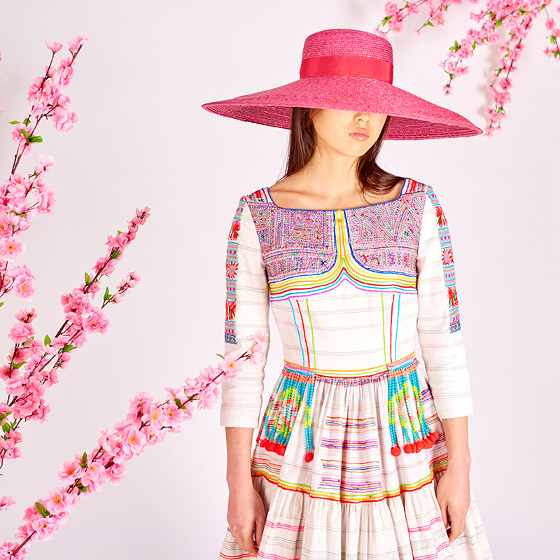Eponine fuchsia Italian straw hat