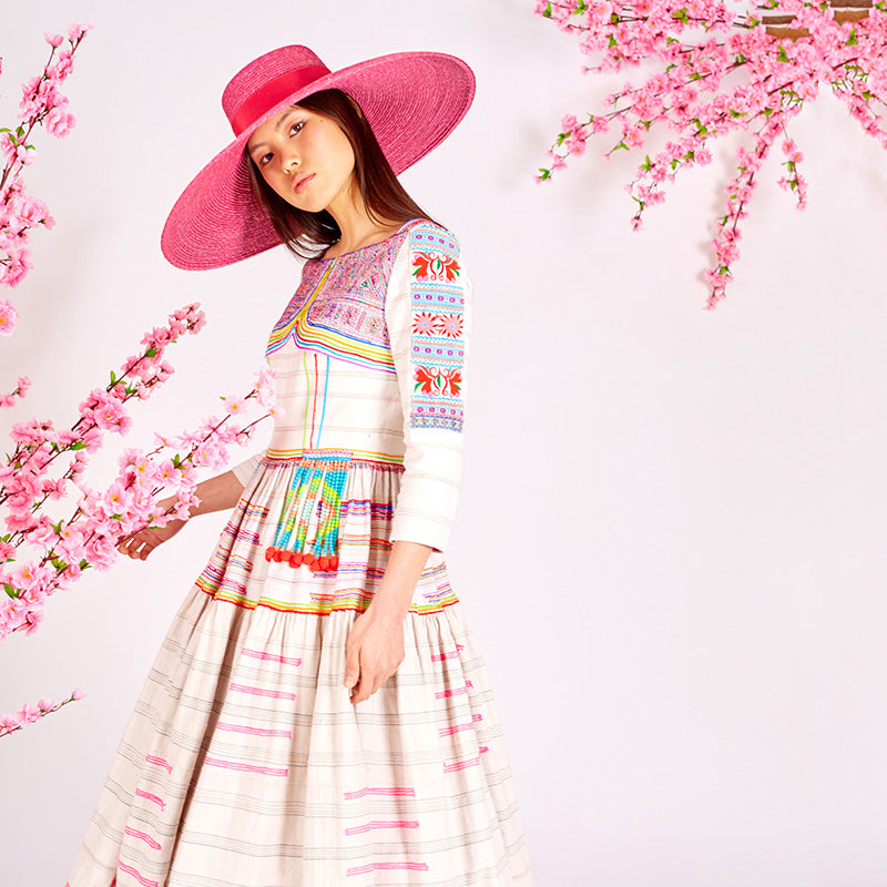 Eponine fuchsia Italian straw hat