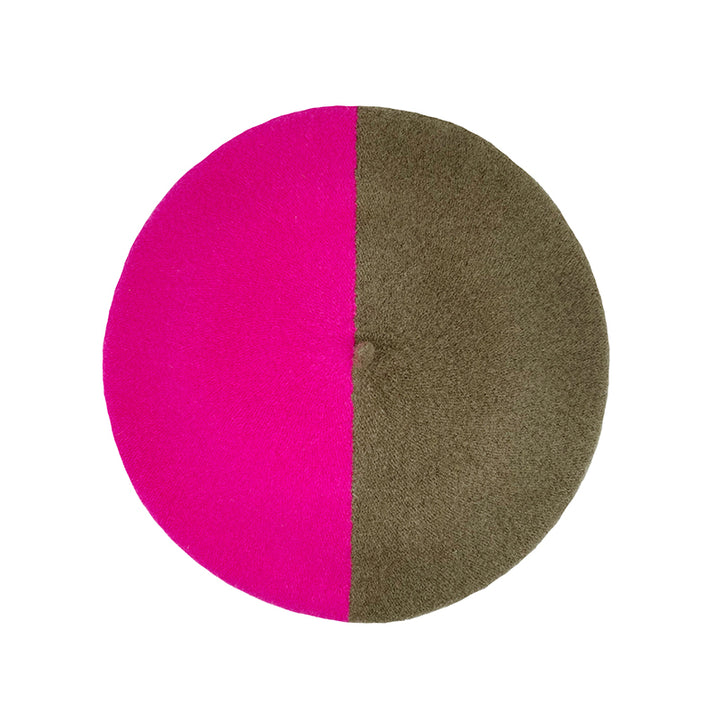 Photo of a pink and khaki wool beret
