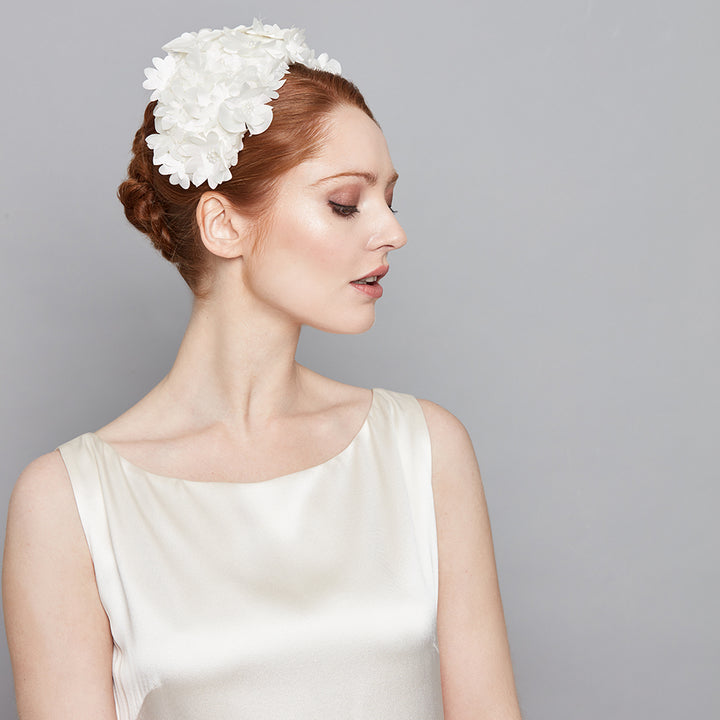 Ivory wide silk flower headpiece