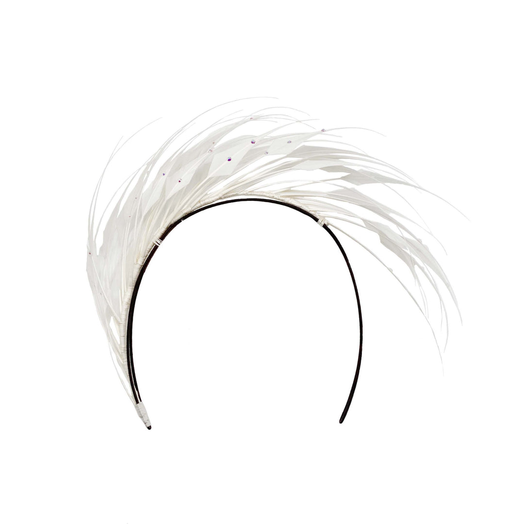 Ivory feather headband with crystal