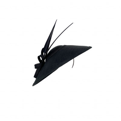 Photo of a black fine straw Charlene with black sharp feathers 