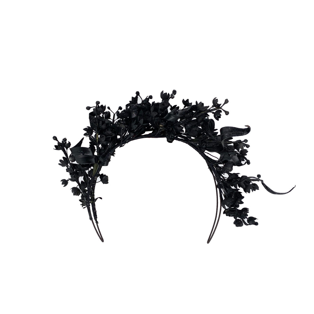 Photo of a black delicate flower headdress