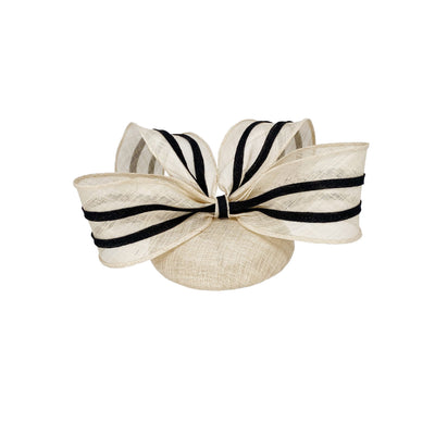 Natural pillbox with striped bow