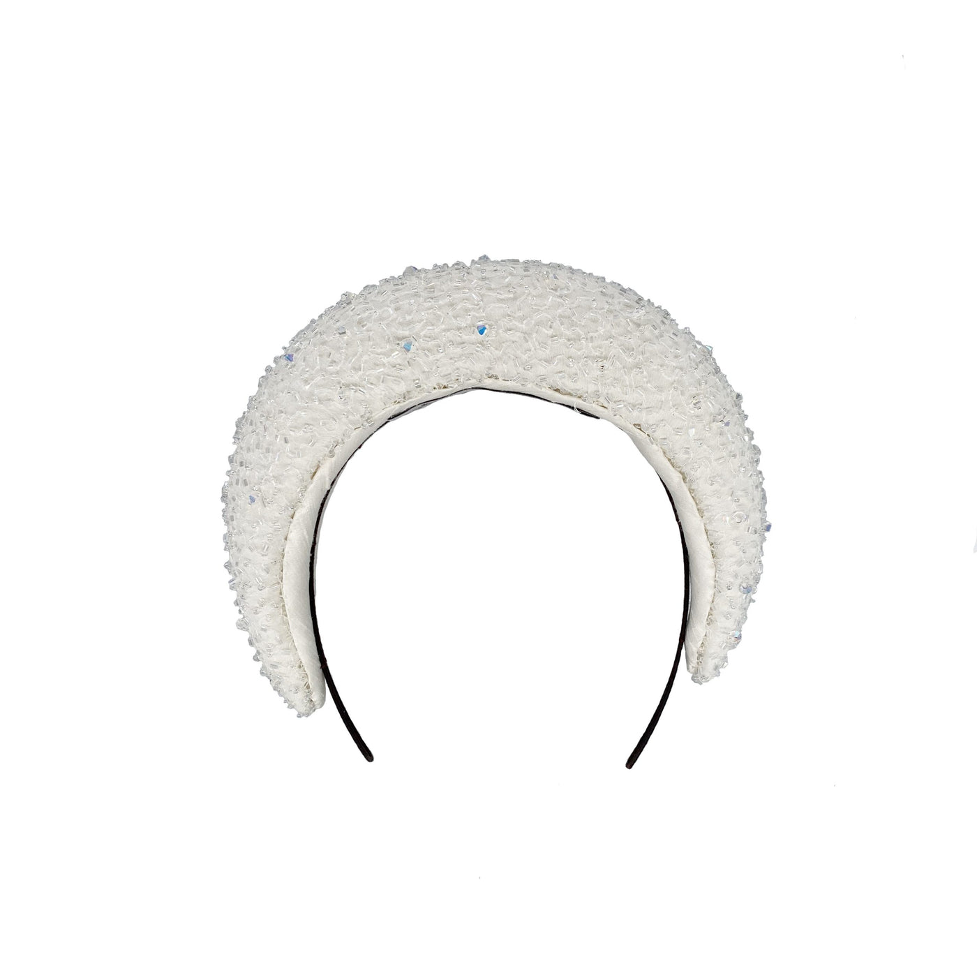 Ivory raised silk beaded headband