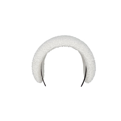 Bridal ivory silk beaded wide headband