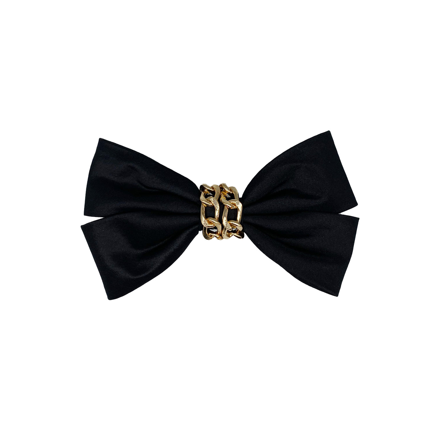 Black Double Bow Hair Clip with Gold Chain