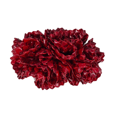 Red ruched patent straw hair clip